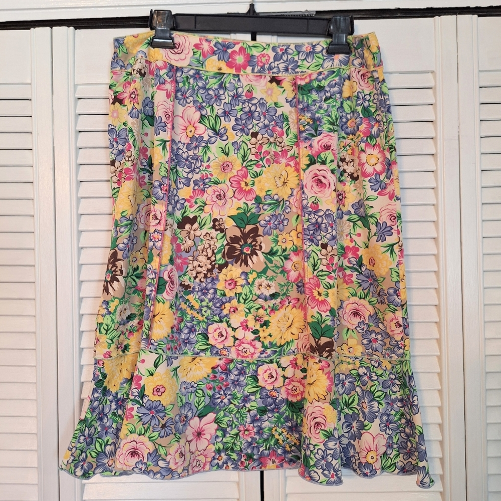 Sag Harbor Vintage Floral A-Line Skirt Sz 14 - Picture 2 of 4